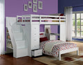 Acme 37145 Harriet bee freya white finish wood twin loft bed with staircase and drawers