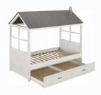 Acme 37170T Harriet bee fujii tree house cottage weathered white and grey finish wood twin covered bed