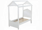 Acme 37345F Zoomie kids mila rapunzel white finish wood kids full size canopy bed scroll design accents