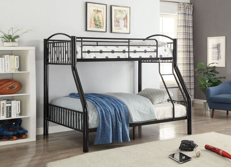Acme 37380BK Harriet bee eder cayelyn black finish metal frame twin over full bunk bed