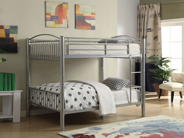 Acme 37390SI Clayville cayelyn silver finish metal frame full over full bunk bed