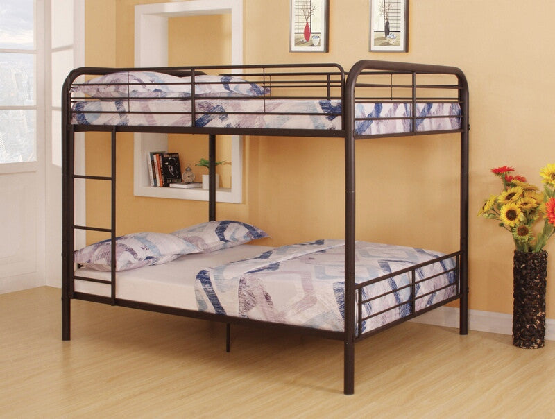Acme 37433 Zoomie kids laffey bristol dark brown finish metal frame full over full bunk bed set