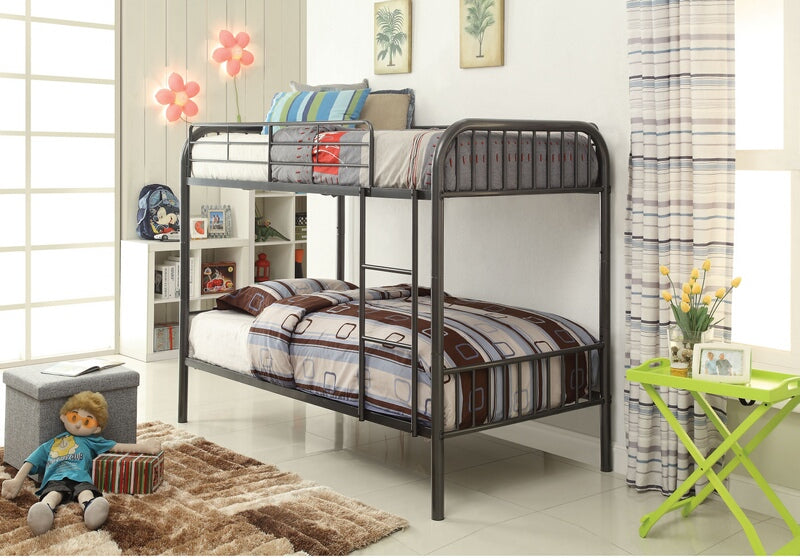 Acme 37535 Harriet bee bristol gunmetal finish metal frame twin over twin bunk bed set