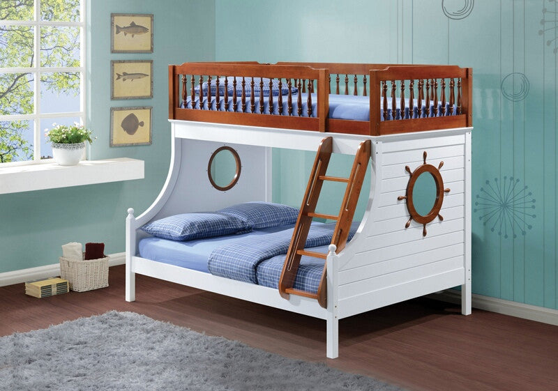 Acme 37600 Isabella & Max dorian farah oak white finish wood twin over full nautical themed bunk bed set