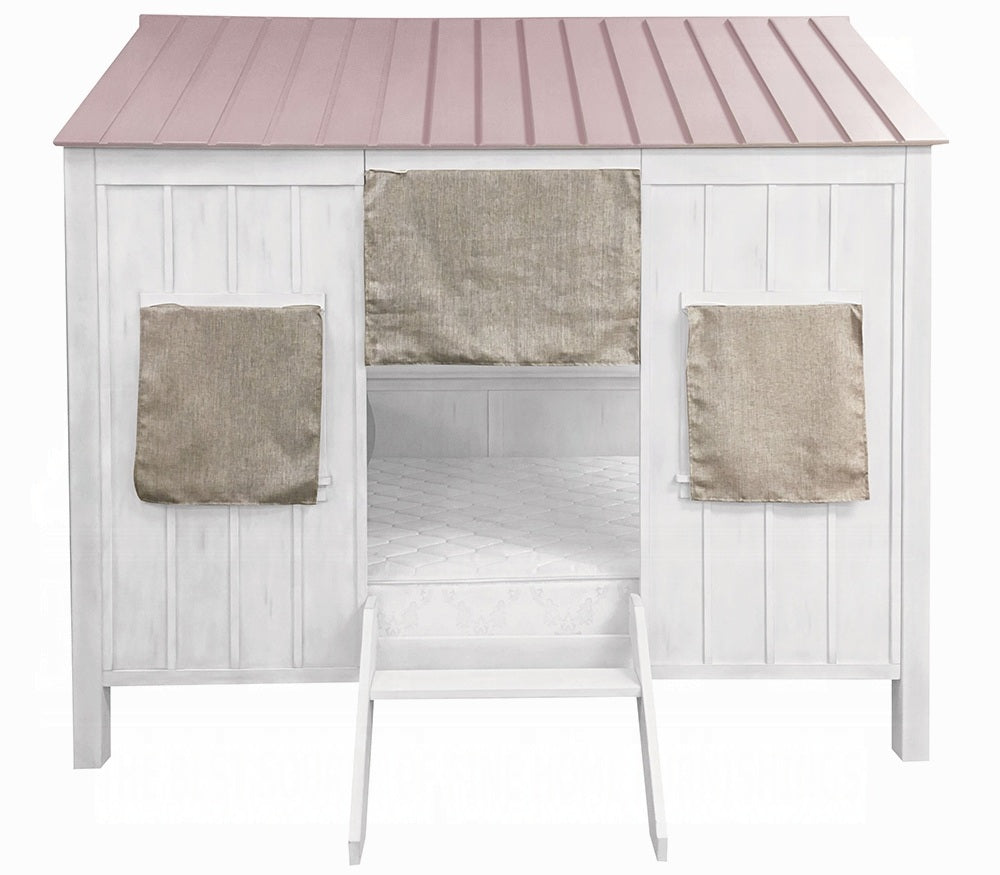 Acme 37695F Harriet bedd cianciolo mila spring cottage weathered white finish wood pink full sized bed