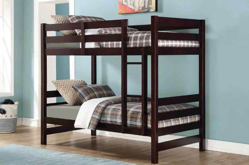 Acme 37775 Harriet bee beeching ronnie espresso finish wood twin over twin bunk bed set