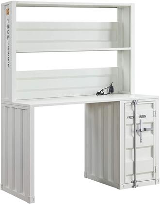 Acme 37887 2 pc Williston Forge cargo container style white finish metal kids student desk and hutch set