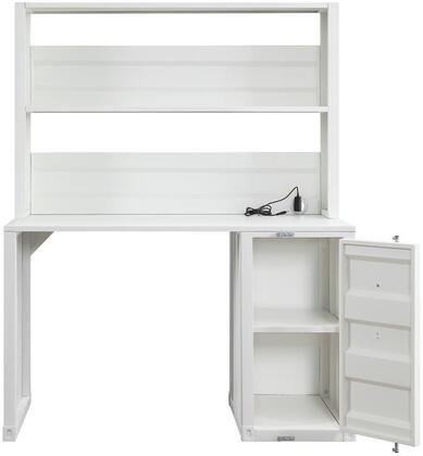 Acme 37887 2 pc Williston Forge cargo container style white finish metal kids student desk and hutch set