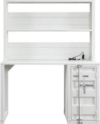 Acme 37887 2 pc Williston Forge cargo container style white finish metal kids student desk and hutch set