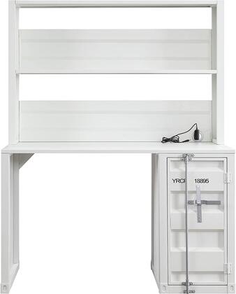 Acme 37887 2 pc Williston Forge cargo container style white finish metal kids student desk and hutch set
