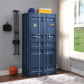 Acme 37909 Cargo container style blue metal storage wardrobe cabinet closet