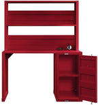 Acme 37917 2 pc  Williston Forge cargo container style red finish metal kids student desk and hutch set