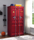 Acme 37919 Cargo container style red metal storage wardrobe cabinet closet