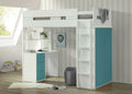 Acme 38045 Mack & Mile abinash nerice white / teal finish wood loft bunk bed set desk drawers armoire