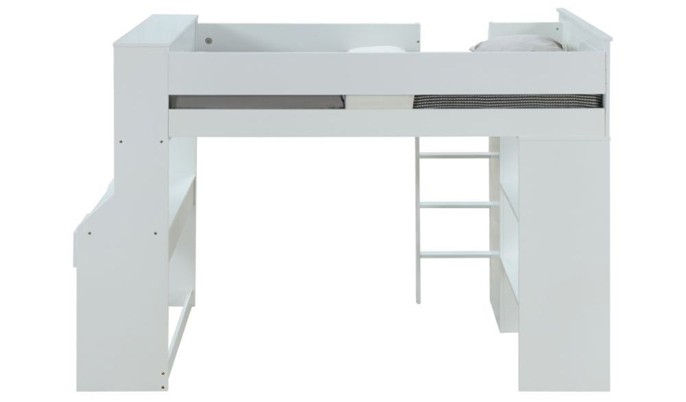 Acme 38060 Harriet bee fallinerlia ragna white finish wood twin loft bed with desk and drawers