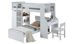 Acme 38060 Harriet bee fallinerlia ragna white finish wood twin loft bed with desk and drawers
