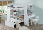 Acme 38060 Harriet bee fallinerlia ragna white finish wood twin loft bed with desk and drawers