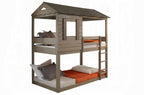 Acme 38140 Zoomie kids mila darlene cottage weathered rustic grey finish wood twin over twin bunk bed