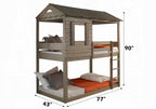 Acme 38140 Zoomie kids mila darlene cottage weathered rustic grey finish wood twin over twin bunk bed