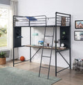 Acme 38310 Wildon home cordelia twin loft workstation sandy black dark bronze hand rubbed finish tubular metal bunk bed