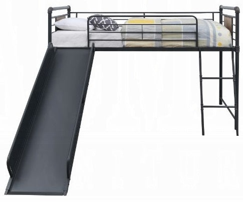 Acme 38315 Wildon home cordelia twin loft bed sandy black dark bronze hand rubbed finish tubular with slide
