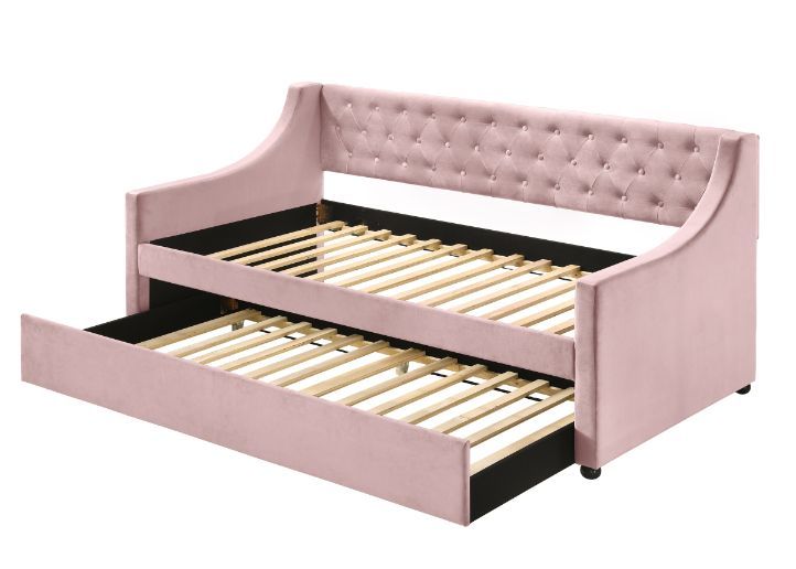 Acme 39380 Alcott hill armijo Lianna pink velvet fabric day bed with pull out trundle