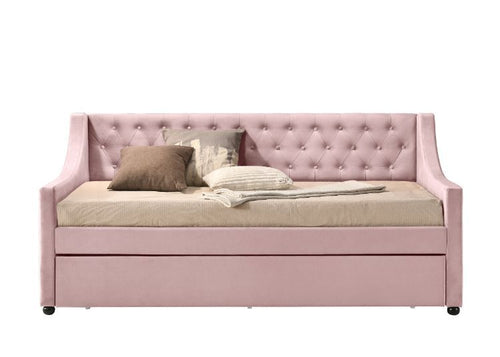 Acme 39380 Alcott hill armijo Lianna pink velvet fabric day bed with pull out trundle