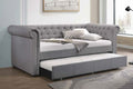 Acme 39405 Baxton studio mabelle justice smoked gray fabric nail head trim twin day bed with trundle