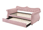 Acme 39420 Alcott hill armijo adkins pink velvet fabric day bed with pull out trundle