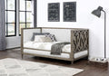 Acme 39710 Winston porter artesia salvaged natural finish wood tan upholstery twin day bed