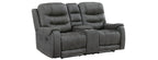 Homelegance 9634DGY-SL 2 pc Hazen dark grey polished microfiber fabric sofa and love seat set with recliner ends cup console
