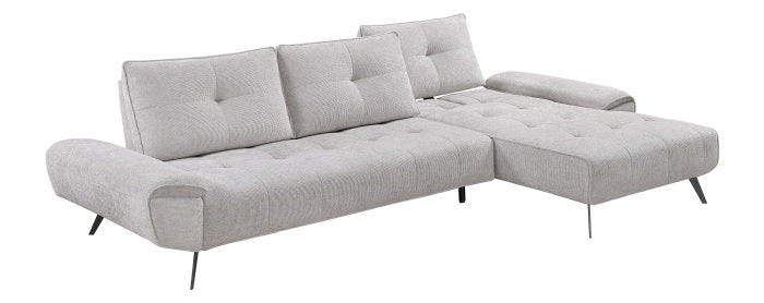 Homelegance 8400LTG-22LRC 2 pc Pleasure light grey chenille fabric sectional sofa set adjustable back rests
