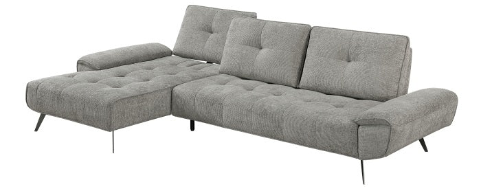 Homelegance 8400DVG-2LC2R 2 pc Pleasure dove grey chenille fabric sectional sofa set adjustable back rests
