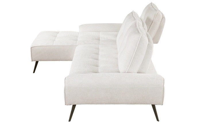 Homelegance 8400BEG-2LC2R 2 pc Pleasure beige chenille fabric sectional sofa set adjustable back rests