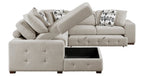 9624TP*42RLC 4 pc Waitsfield taupe chenille textured fabric sectional sofa with storage chaise and sleep area left chaise