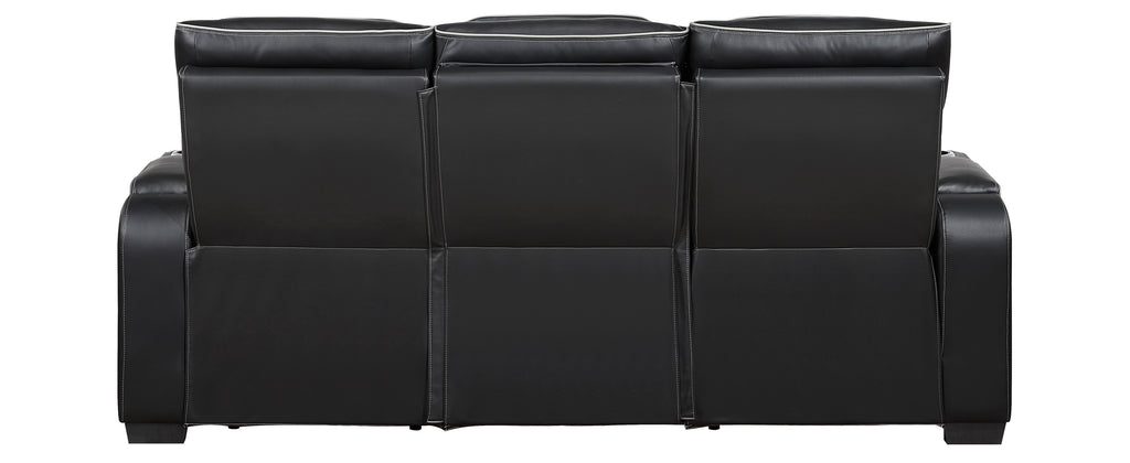 Homelegance 9516BLK-2PWH 2 pc Fairway black breathable faux leather power motion sofa and love seat set USB LED