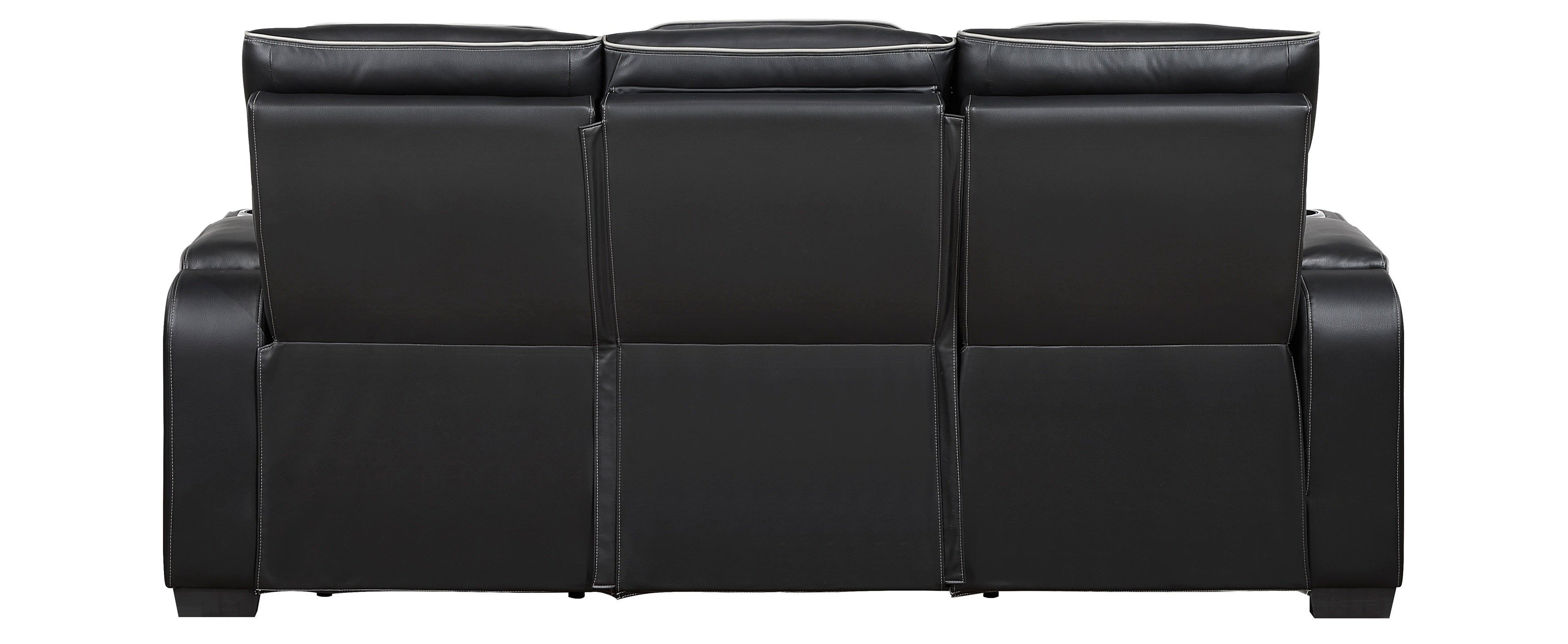 Homelegance 9516BLK-2PWH 2 pc Fairway black breathable faux leather power motion sofa and love seat set USB LED