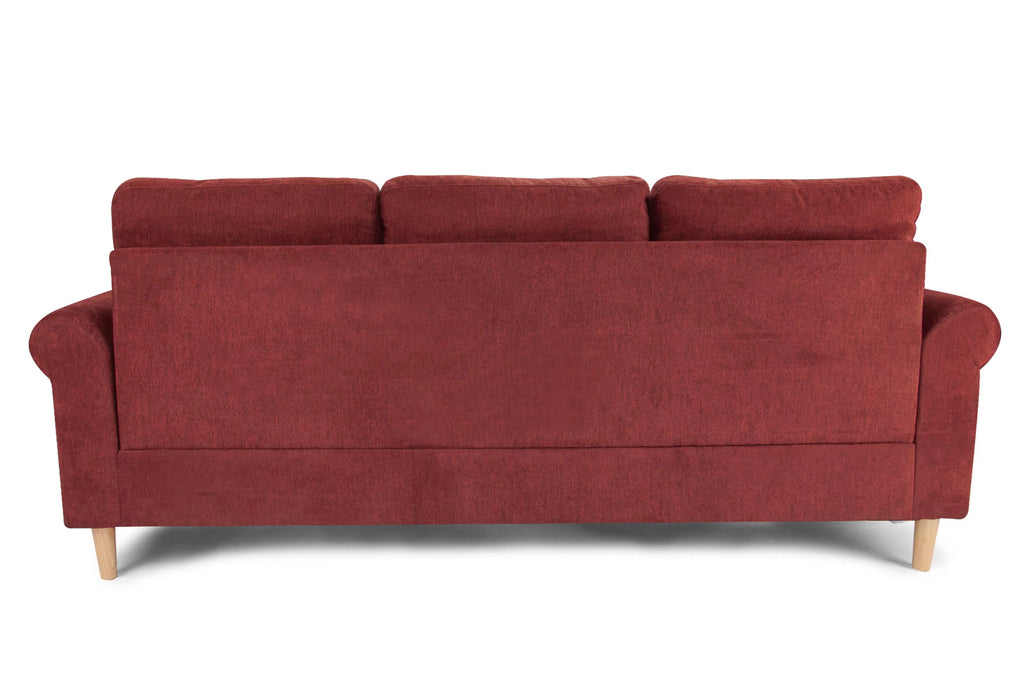 Poundex F6449 2 pc leta paprika red velvet fabric apartment size sectional sofa reversible chaise