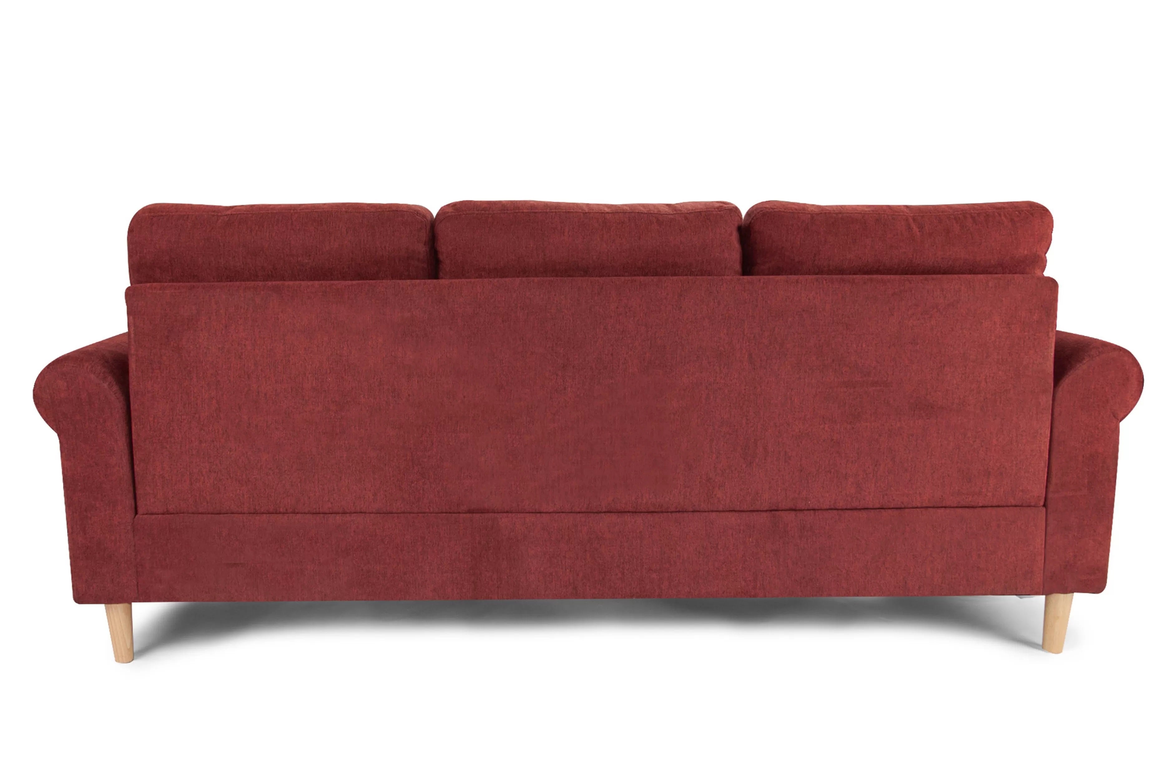Poundex F6449 2 pc leta paprika red velvet fabric apartment size sectional sofa reversible chaise