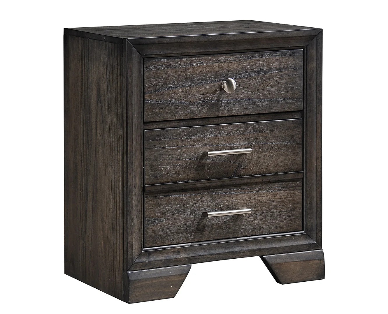 B6580 4 pc A & J Homes studio jaymes grey finish wood bedroom set with drawers in footboard