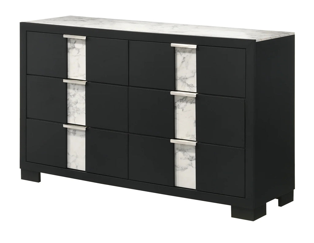 B6835-4PC 4 pc Rangley black finish wood LED headboard queen bedroom set