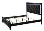 B4350 4 pc Micah modern black finish wood padded headboard LED bedroom set