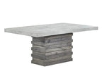 D710-7PC 7 pc  Privett brown grey finish wood base faux concrete top modern rustic dining table set