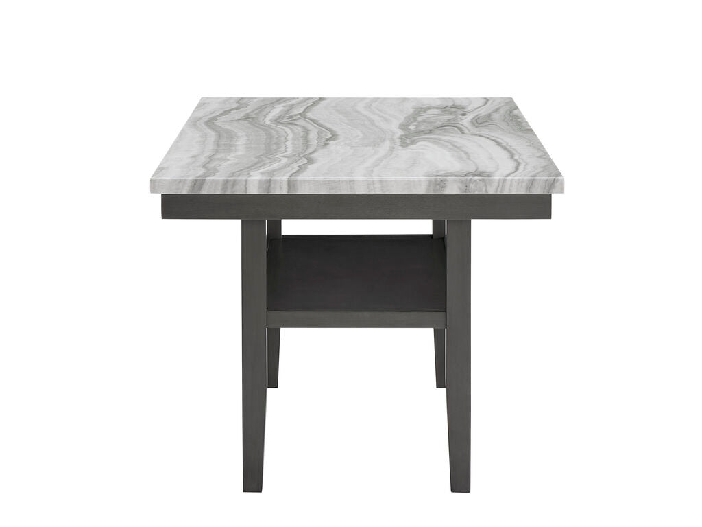 30066-2-7PC 7 pc Selena grey finish wood grey faux marble top modern dining table set