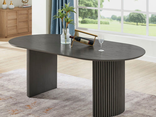 Valencia 7-Piece Grey Wood 80" Oval Top Modern Dining Table Set – 30068-3-7PC