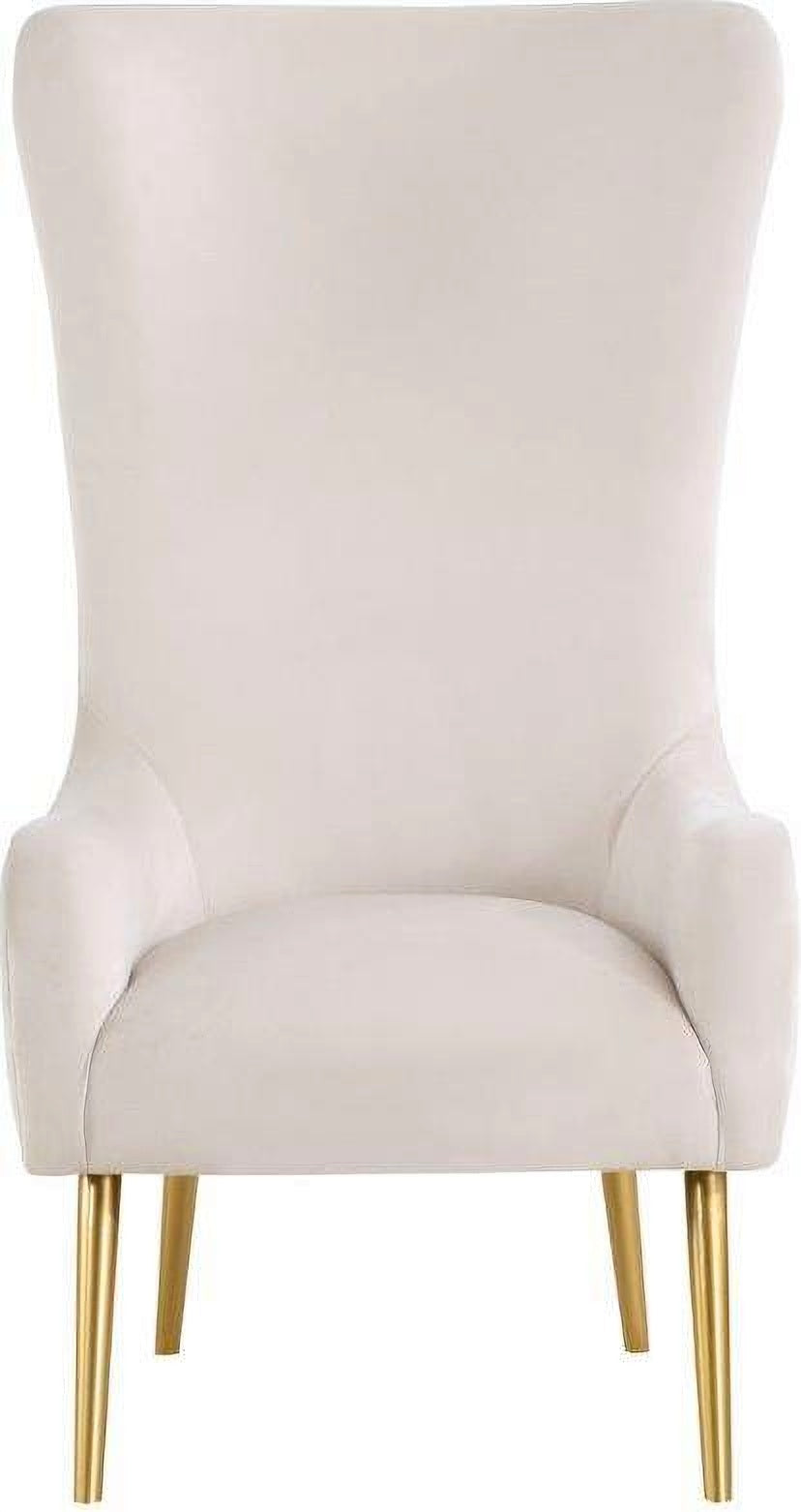 Best Master VT003-BG  Red barrel studio hercules High back beige velvet fabric living room accent arm chair gold legs