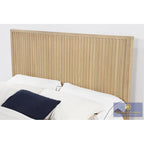 Best Master DP305-4PC 4 pc Houston light oak finish wood with reeded accent design queen bed set