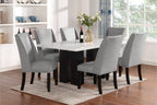 40-1221-7PC 7 pc Faust espresso finish wood 68" faux marble top dining table set