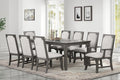 40-1605-7PC 7 pc Lisbon grey finish wood 102" dining table set marble inlay pattern on top of table