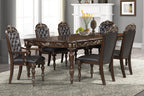 49-1754-7PC 7 pc Maximus cherry finish wood dining table set faux leather chairs classic style heirloom craftsmanship